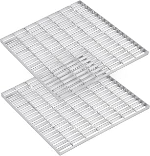 Otoolling 2 Pcs 28"x28" Hot-dip Galvanized Steel Drain Grate Cover Outdoor | B125 Heavy Duty Trench Channel Grate Rust-proof Metal Sewer Silver for Garage, Sewer, Downspout, Driveway, Yard