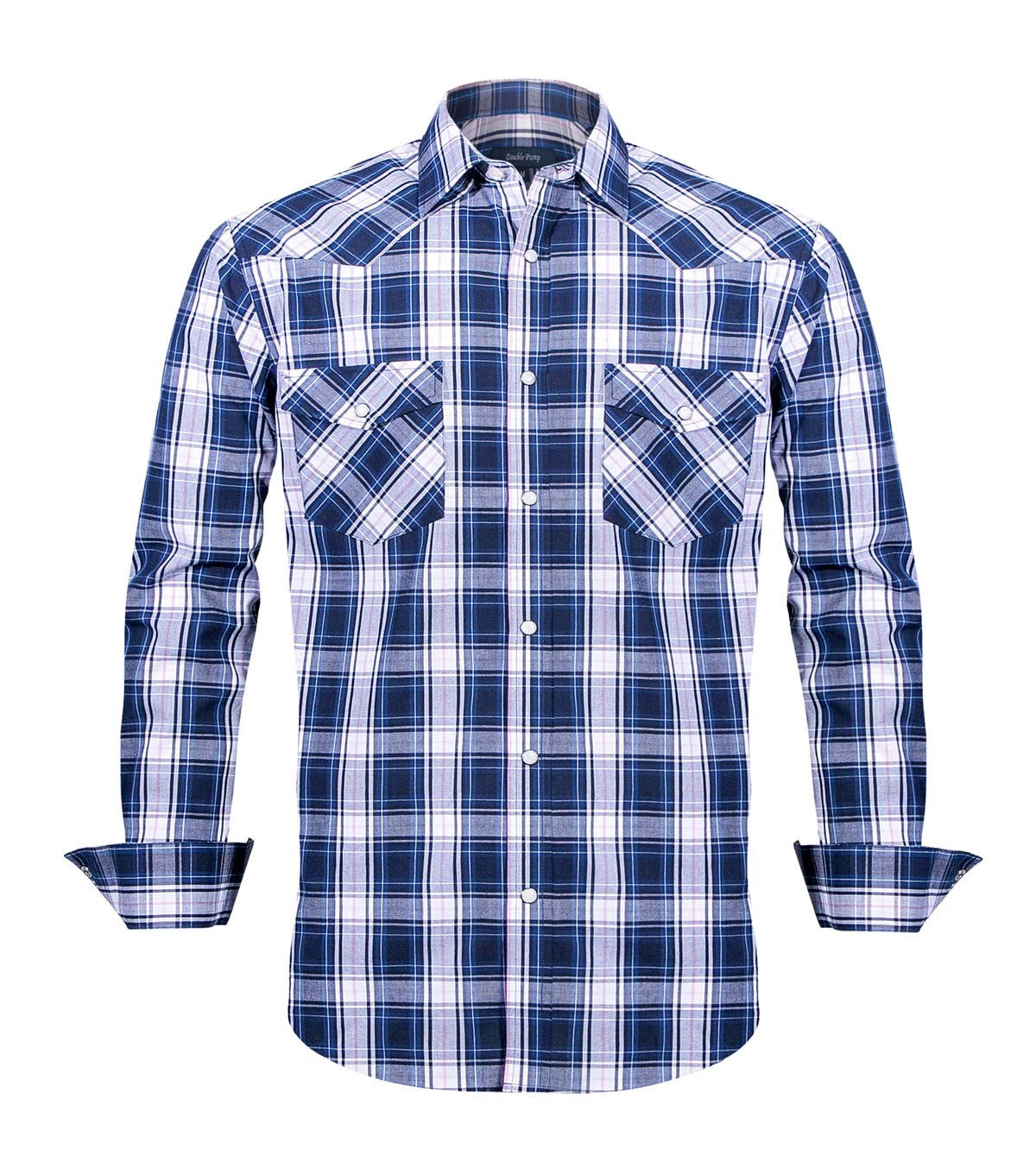 Men’s Western Cowboy Shirts-Long Sleeve Snap Button Plaid Shirt, Regular Fit Cot