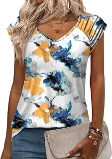 Zeagoo Loose Tank Tops for Women Casual V Neck Cap Sleeve Summer Tops