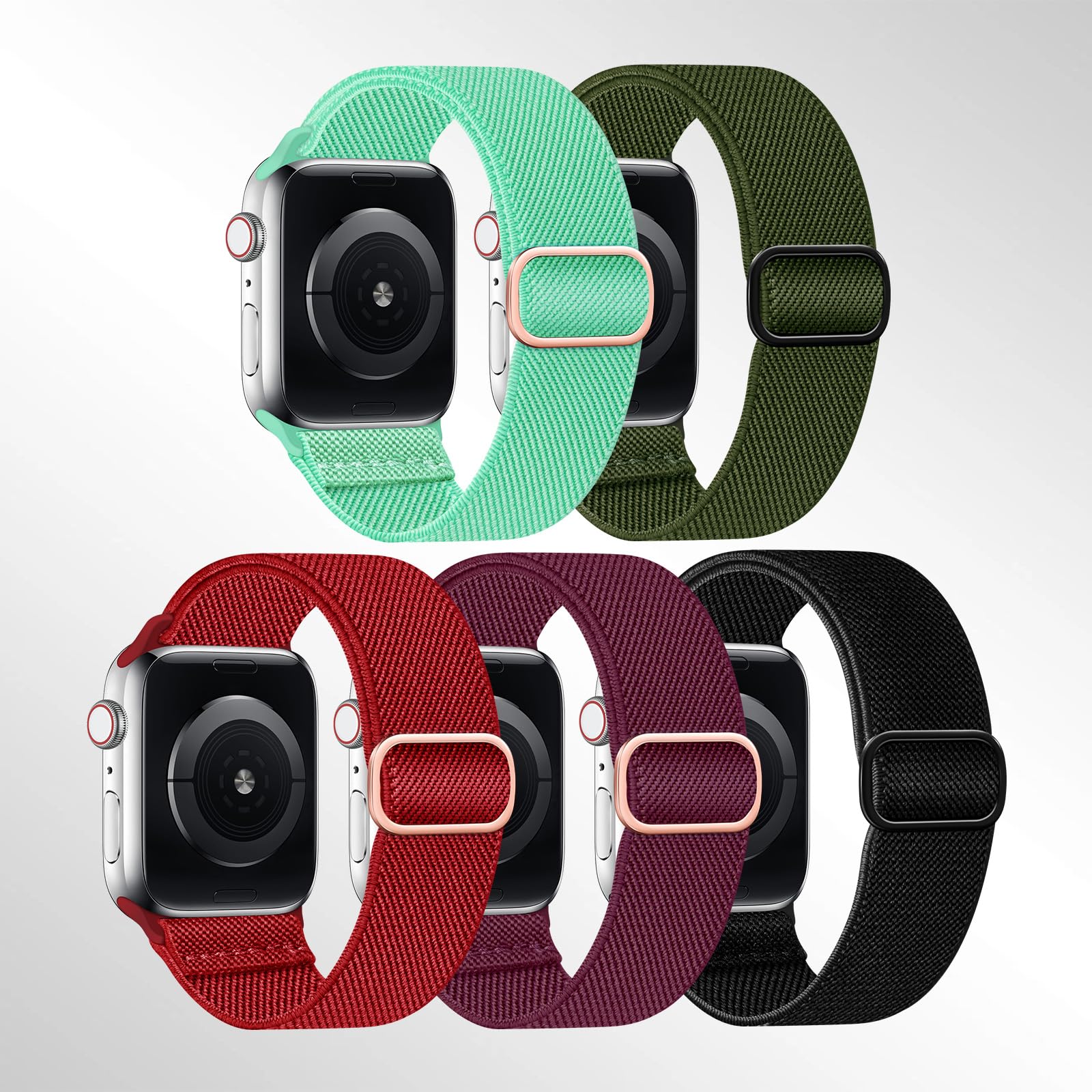 5 Pack Elastic Bands Compatible with Apple Watch Band Ultra 2 49mm 46mm 45mm 44m