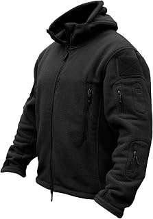 TACVASEN Men's Fleece Jacket, Military Outdoor Windproof Jacket with Hood