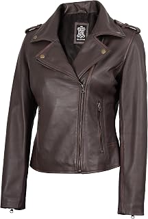 Decrum Women's Leather Jacket - Real Lambskin Leather Jackets for Women