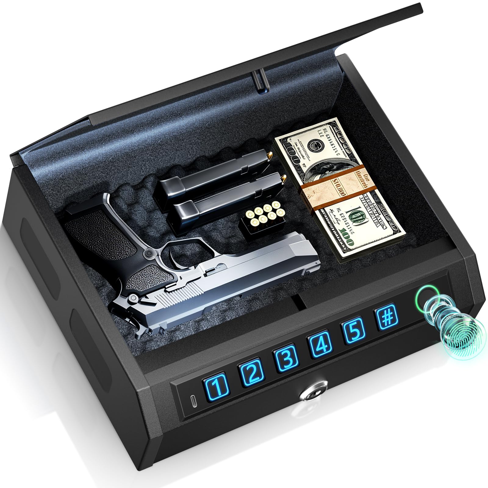 AIRMuch Biometric Gun Safe for Handguns, Gun Case Fits 2-3 Handguns | Fingerprin