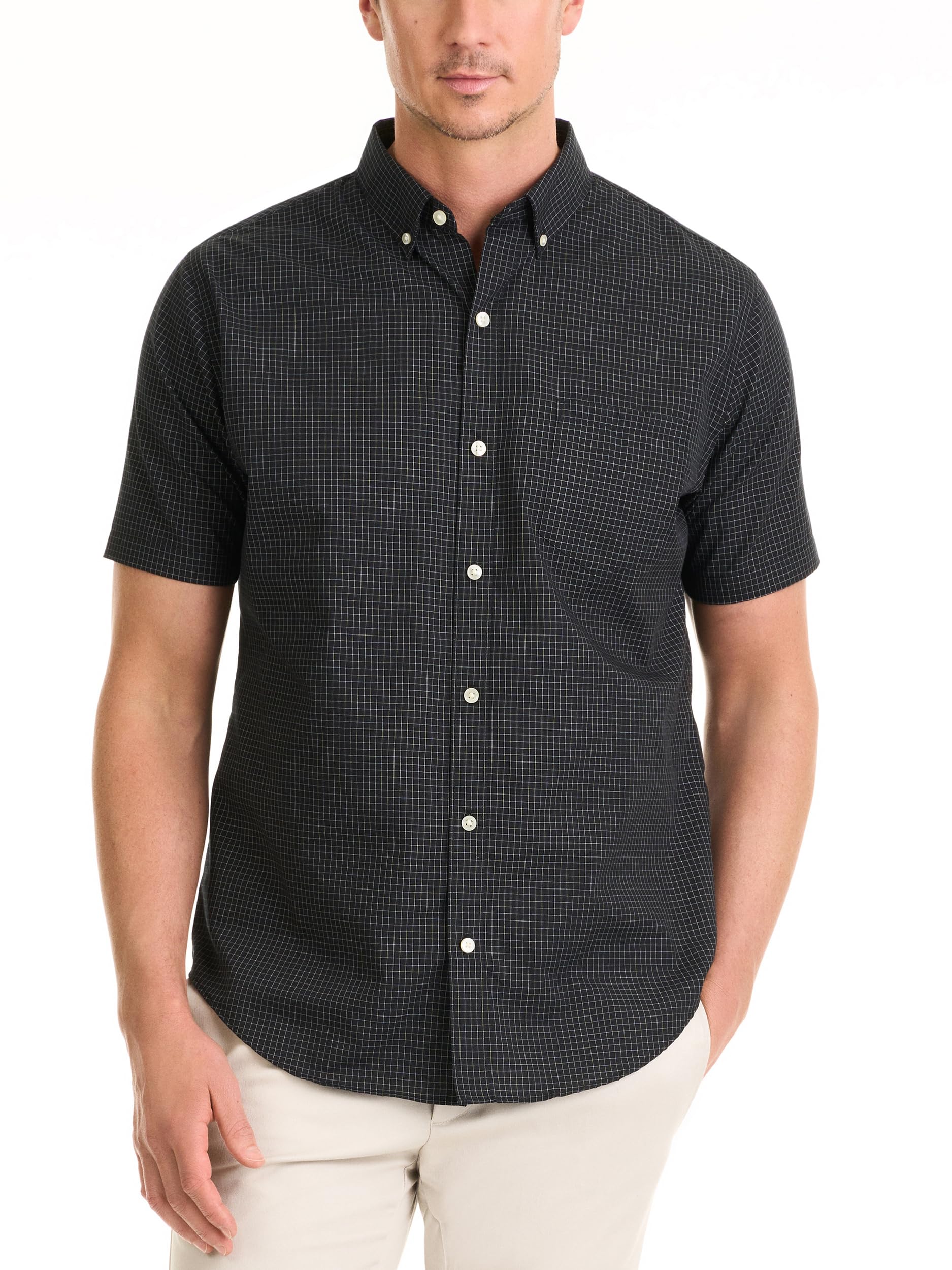 Van Heusen Men's Wrinkle Free Short Sleeve Button Down Check Shirt