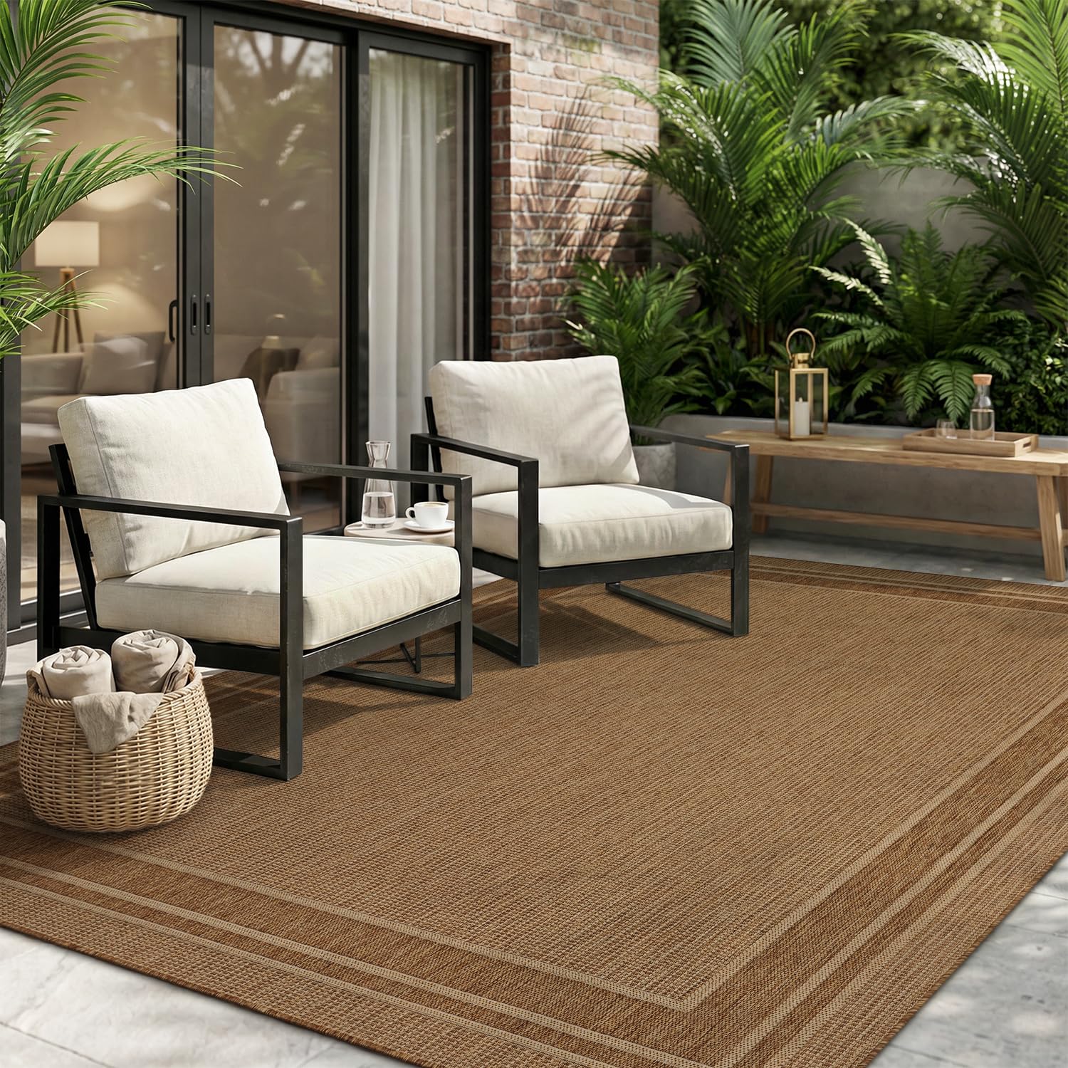 MontVoo Outdoor Rug Patio Rug 5x7 ft Polypropylene Indoor Outdoor Rugs Outdoor C
