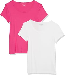 Amazon Essentials Women's Slim-Fit Cap Sleeve Crewneck T-Shirt, Pack of 2