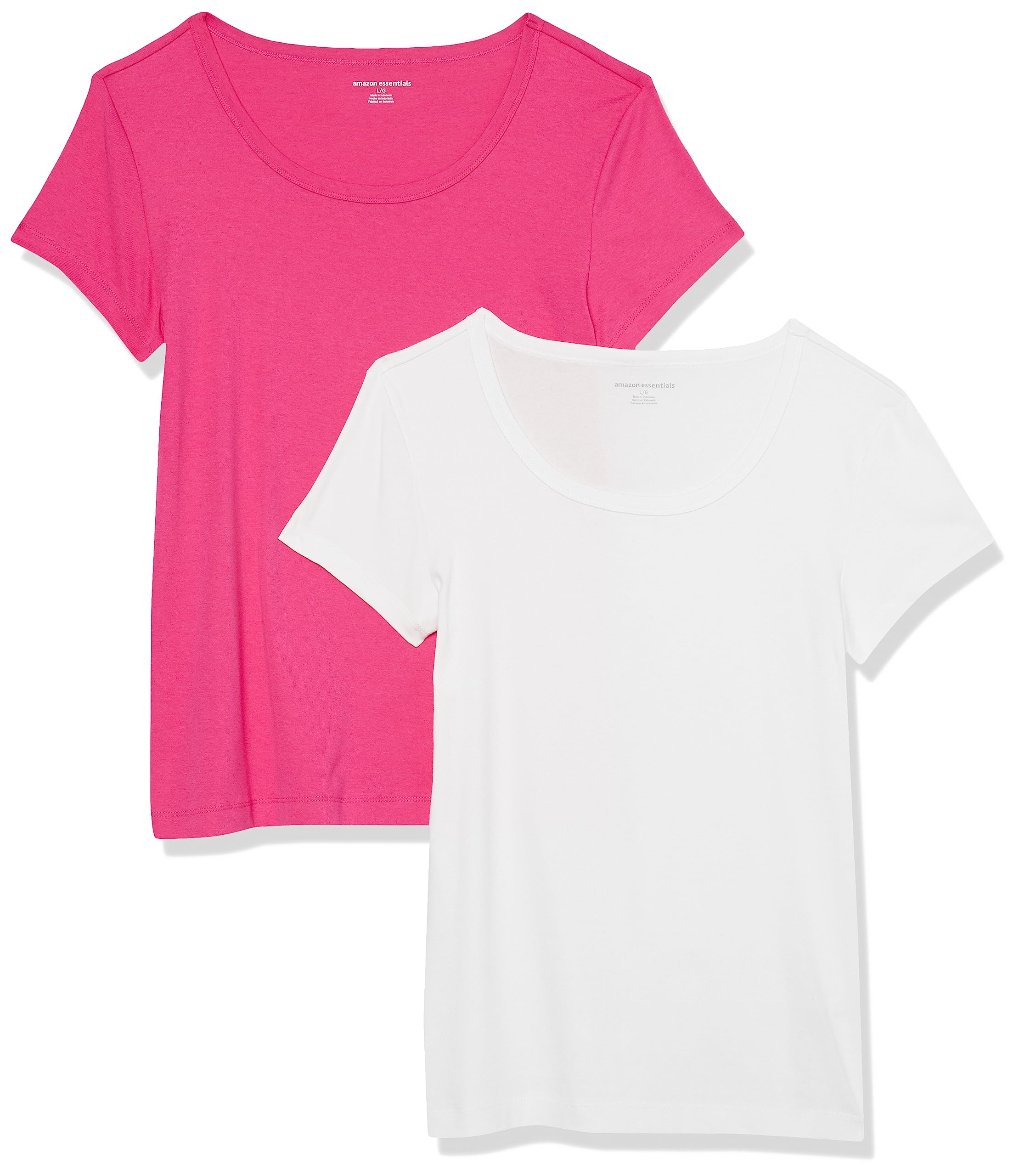 Amazon Essentials Women's Slim-Fit Cap Sleeve Crewneck T-Shirt, Pack of 2