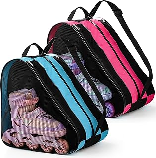 TOPZEA 2 Pack Roller Skate Bags, Oxford Cloth Ice Skates Storage Bag with Adjustable Shoulder Strap, Figure Skating Shoes Carry Bags Roller Blade Container, Roller Skate Accessories