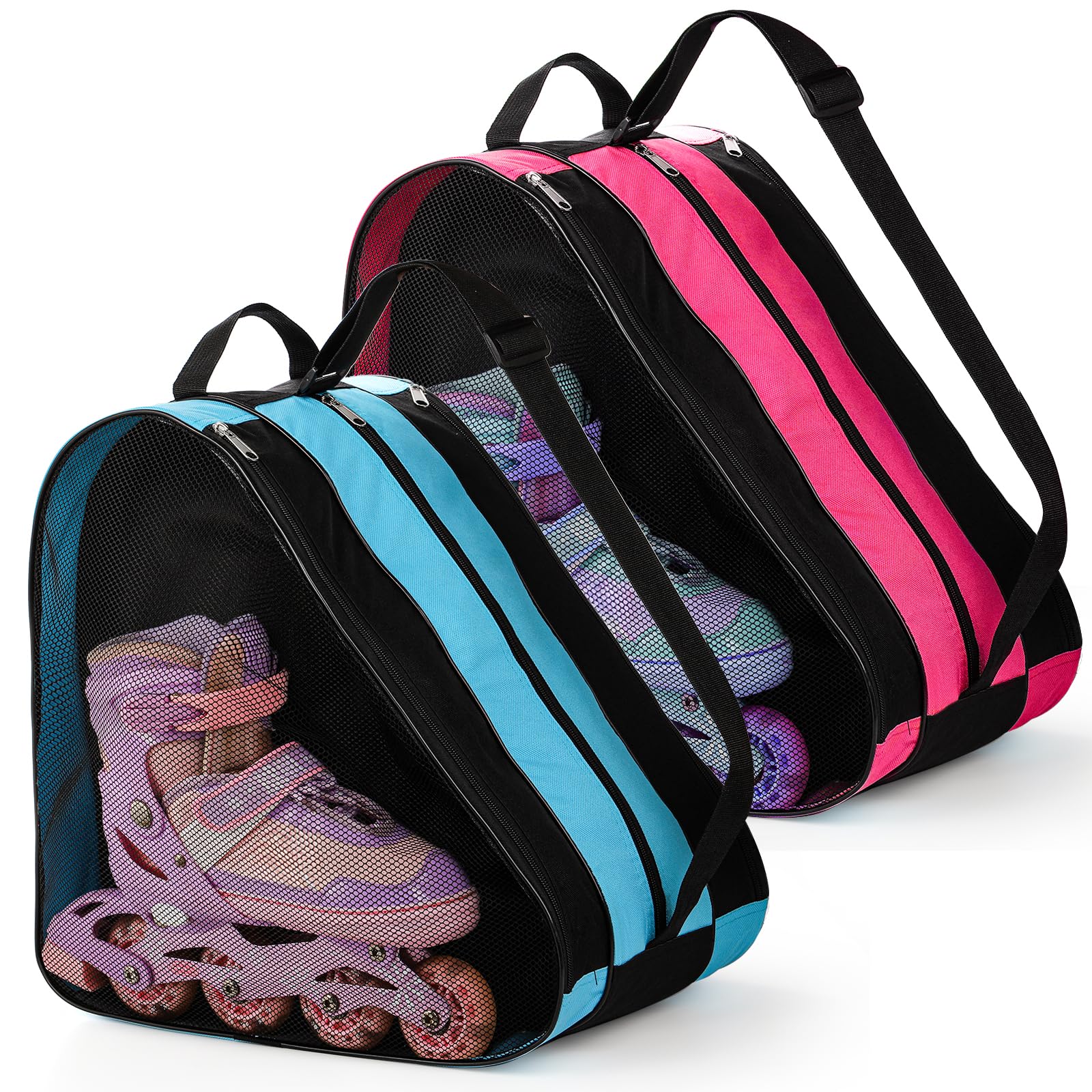 TOPZEA 2 Pack Roller Skate Bags, Oxford Cloth Ice Skates Storage Bag with Adjust
