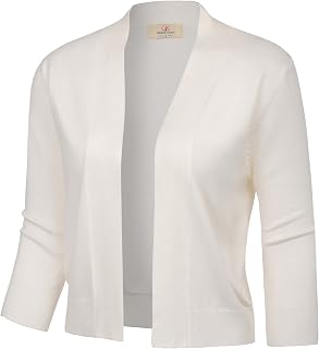 GRACE KARIN Womens 3/4 Sleeve Knit Cropped Cardigan Sweaters Lightweight Open Front Bolero Shrugs Sweater for Dress