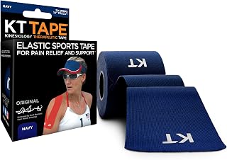 KT Tape, Original Cotton, Elastic Kinesiology Athletic Tape, 20 Count, 10” Precut Strips, Navy