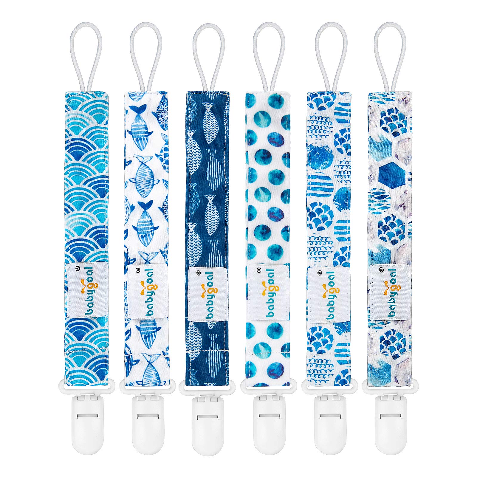 Babygoal Neutral Plastic Pacifier Clips,6pcs Chair Toys Straps Stroller Accessor