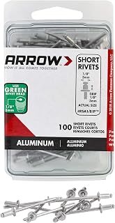 Arrow RSA1/8IP Short Aluminum 1/8-Inch Pop Rivets for Metal, Fabric, Leather, and Auto Repair, 100-Pack