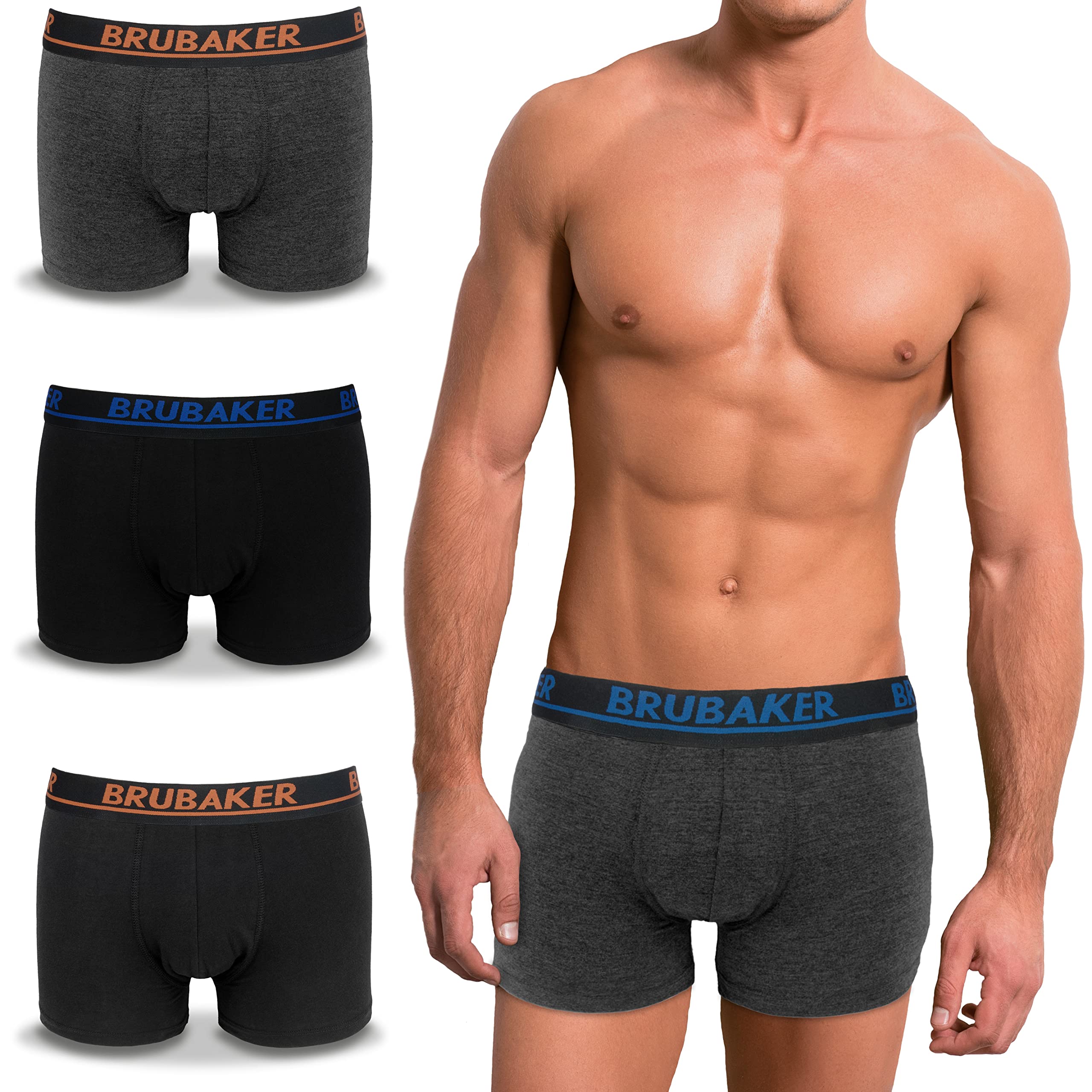 Brubaker Men's Retro Boxer Shorts – Pack of 4 Retro Shorts – Hipster Boxer Under