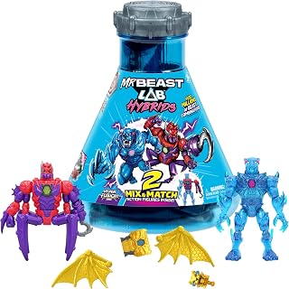 MrBeast Lab Hybrids Multi Pack, Spider vs Energy Panther | 2 mix & match beast figures plus Golden Panther Dragon parts to collect; fuse combinations, MrBeast fans