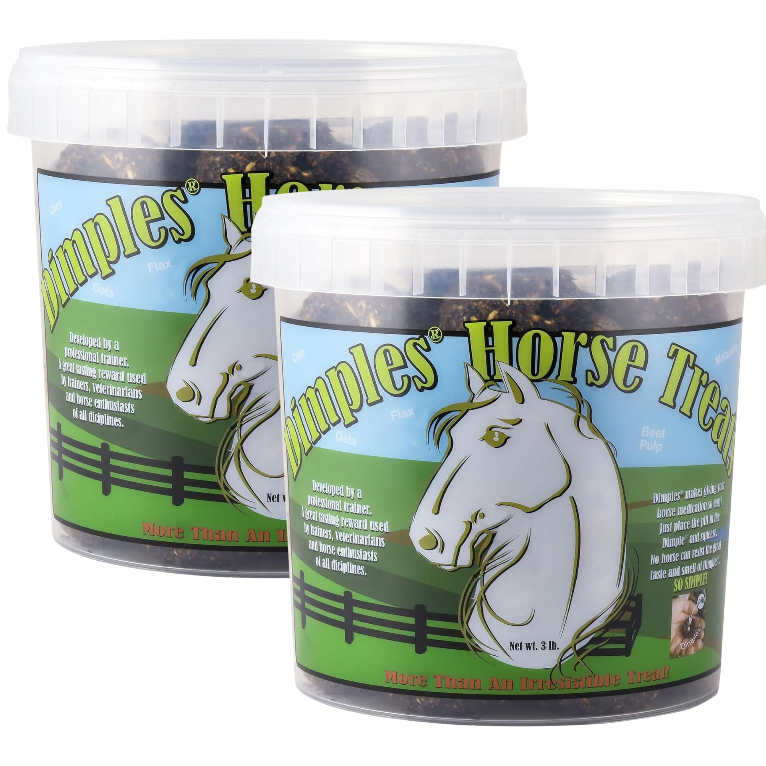 Dimples Horse Treats with Pill Dimples - Pack of Two 3lb Tubs (6lbs Total) of US