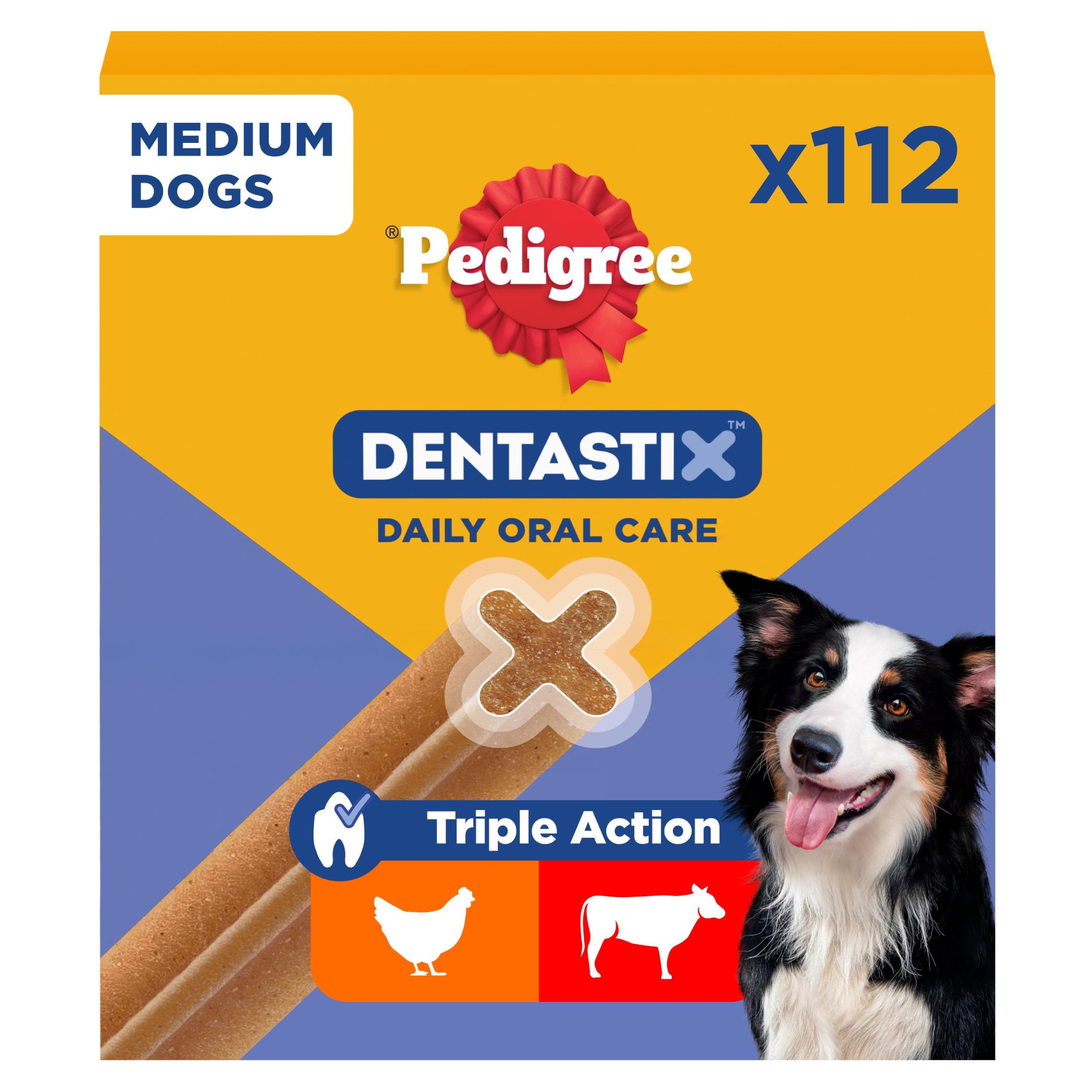 Pedigree DENTASTIX Daily Dental Sticks for Medium Dogs, 112 Sticks with Chicken 