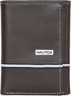 Nautica Men's Trifold Wallet | RFID Blocking Protection | ID Window | Card Slots | Genuine Leather | Durable