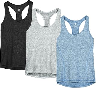 icyzone Women's Tank Top Sports Running Racerback Top Sleeveless Fitness Gym Shirt, Pack of 3