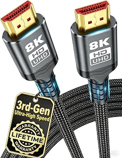 Long HDMI Cable 35FT, 10K 8K Braided HDMI 2.1 Cord 48Gbps Ultra High Speed