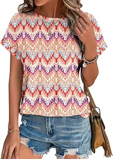Bliwov レディース トップス アイレット 刺繍 夏 半袖 Tシャツ ブラウス