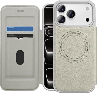 ATATOO for iPhone 17 Pro Case with Card Holder (Store 2 Cards), RFID Blocking Protection, Women Men Cute Luxury Leather Wallet Phone Cover Case for iPhone 17 Pro 6.3", Grey