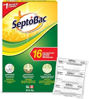 SeptoBac Septic Tank System Treatment, Pre-Measured Pouches, 16-Pack | Continuous Weekly Use Maintenance Packets Accelerate Waste Breakdown to Help Prevent Costly Backups, Made in USA