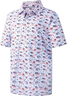 Boys Short Sleeve Polo Shirt Dry Fit Stretch Funny Print Active Casual Collar Boys