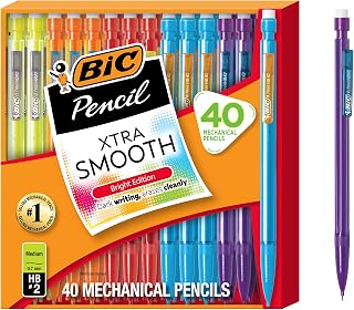 BIC Xtra Smooth Bright Edition Mechanical Pencils, 0.7 mm Medium Point, Bulk School Supplies for Students and Teachers, 40-Count Pack