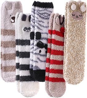 LINEMIN Chaussettes duveteuses pour femme - Hiver - Chaudes - En microfibre - Douces - Pour la maison