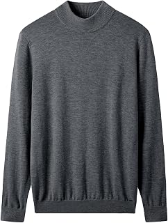 Mock Neck Sweater Winter Men's Warm Merino Pure Wool Knitted