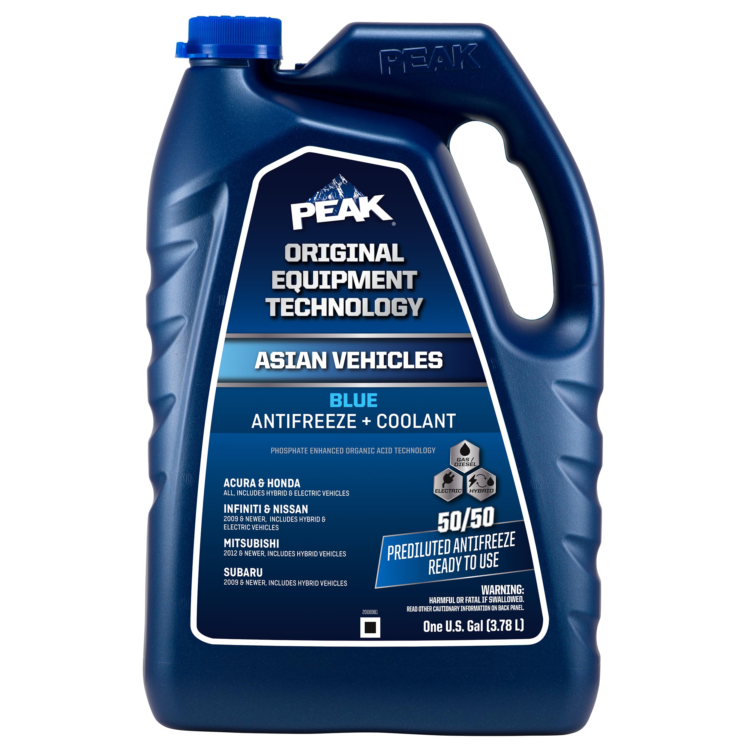 PEAK OET Extended Life Blue 50/50 Prediluted Antifreeze/Coolant for Asian Vehicl