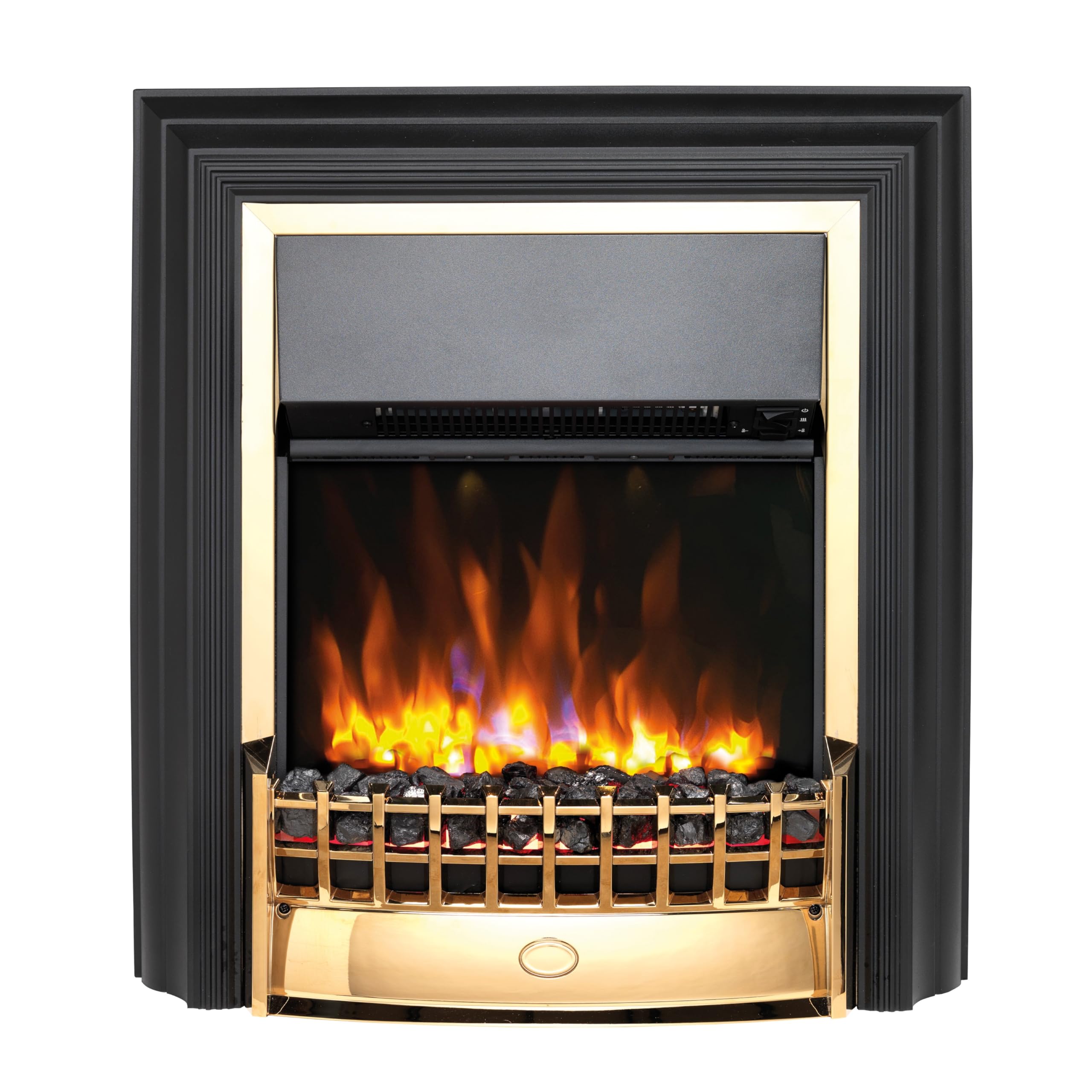 Dimplex Cheriton Deluxe Optiflame Freestanding Electric Fire, Brass and Black Fr