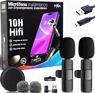 Nyxia® 2 Pack Wireless Microphone | Wireless Lapel Microphone | Plug&Play, for iPhone Android iPad PC | Noise Reduction | Professional Sound | Mobile Streaming Youtube TikTok Instagram Podcast