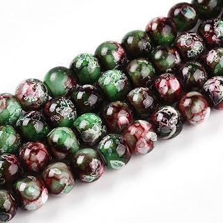 100pcs 8mm Opaque Round Painted Glass Beads for Earring Necklace Bracelet Jewelry Making DIY Crafts Making, Hole:1.2mm (Green)