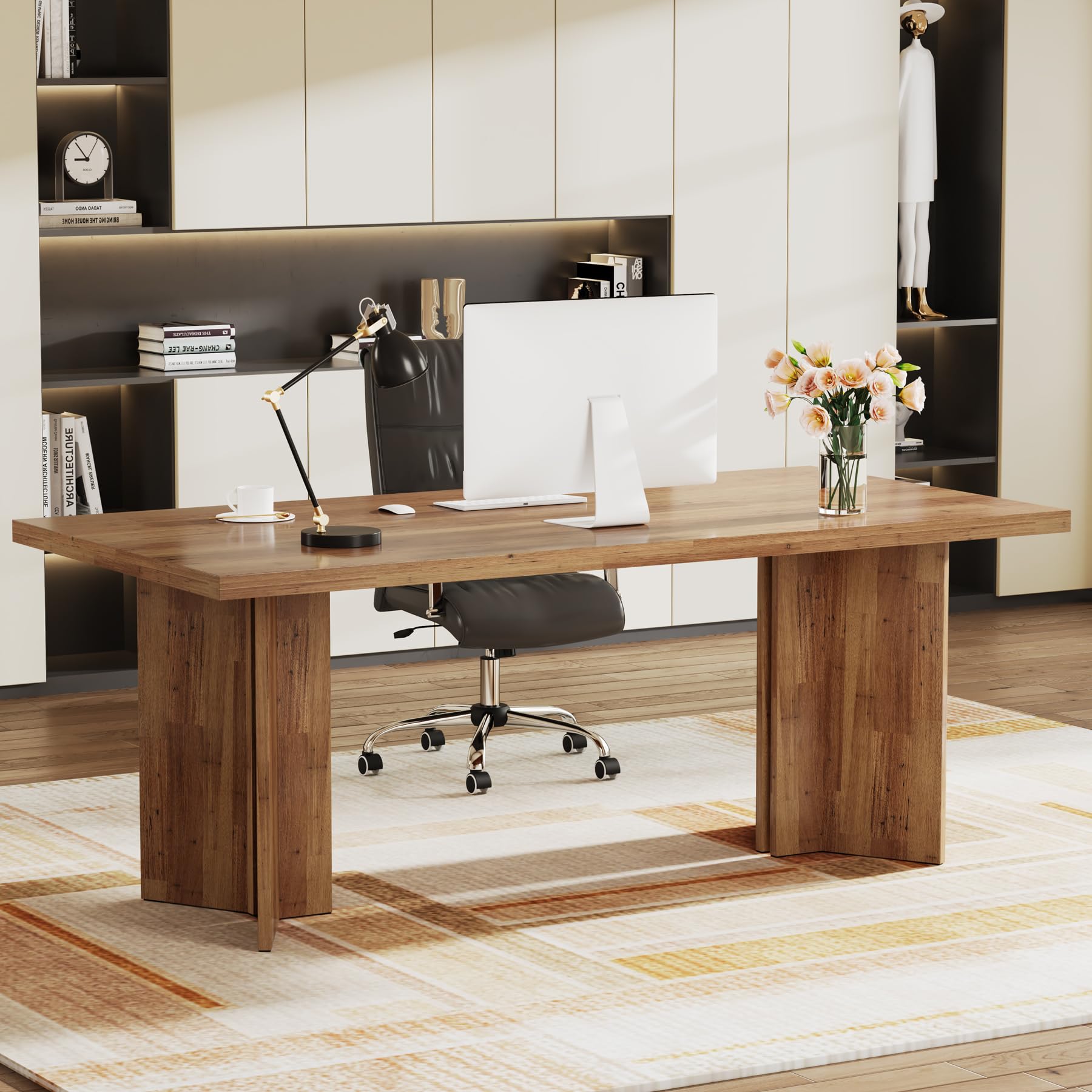 Tribesigns 63-inch Executive Desk, Vintage Home Office Computer Desk with Large 