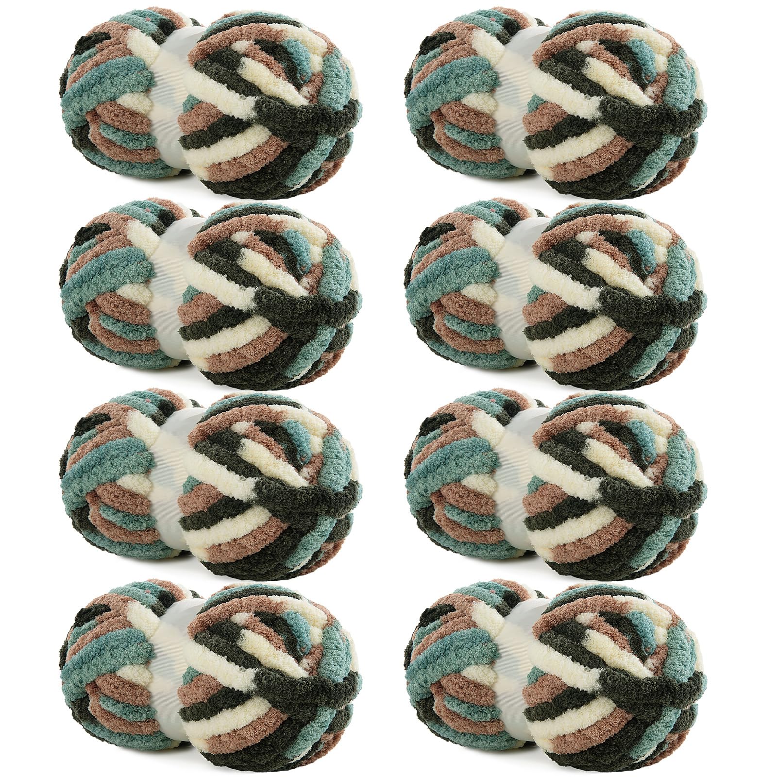 HOMBYS Chunky Tie Dye Mix Chenille Yarn for Hand Knitting, Super Bulky Jumbo Yar