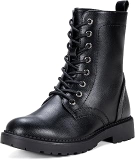 Women's Lace Up Combat Ankle Boots, Low Heel Moto Fall Booties