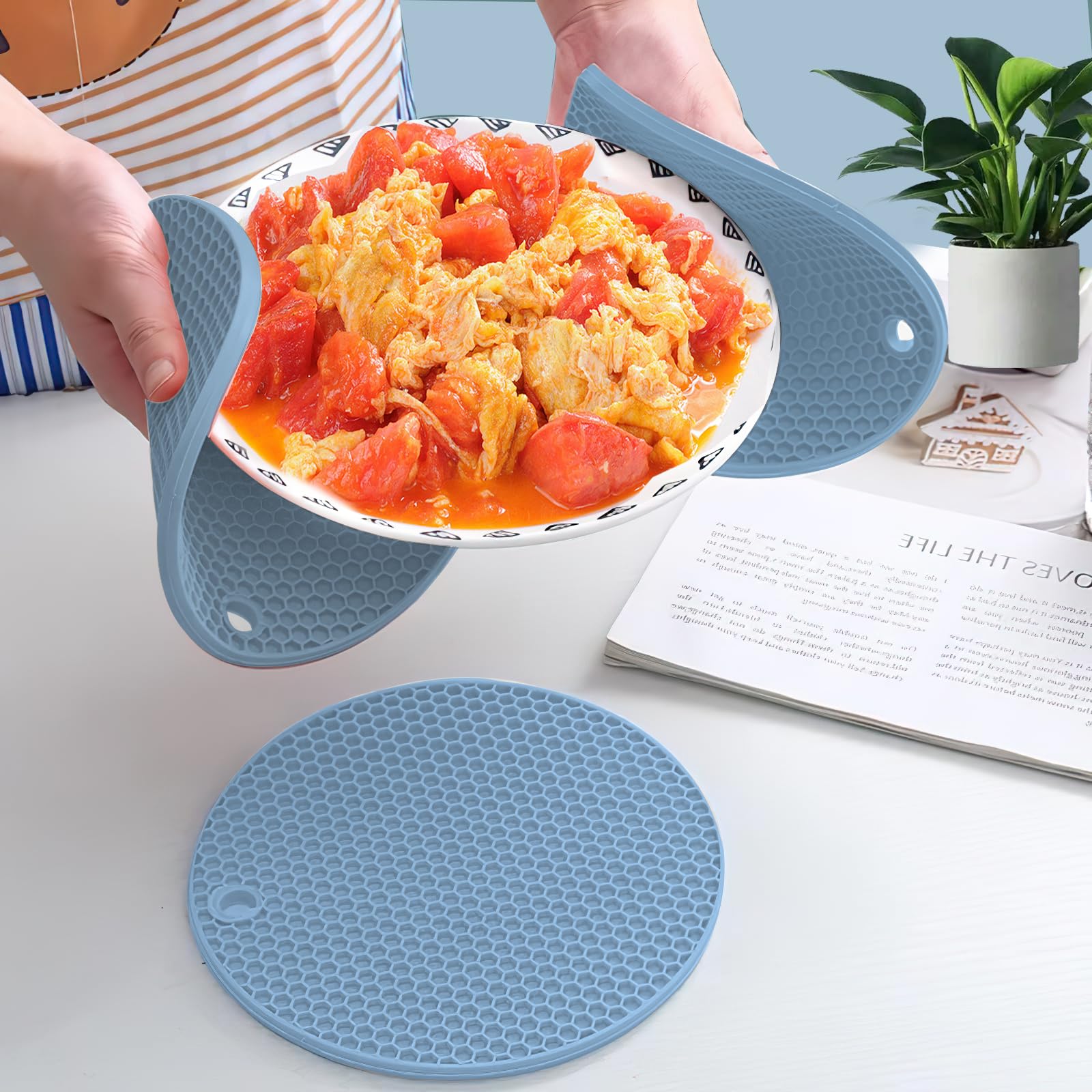 Silicone Honeycomb Trivets, Set of 5, Heat Resistant Non-Slip Kitchen Counter Tr