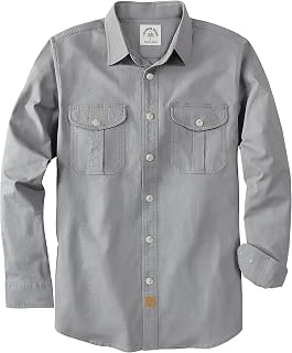 Dubinik® Mens Button Up Shirts Long Sleeve Casual Button Down Shirt Men Vintage 2 Pocket Sturdy Stretch