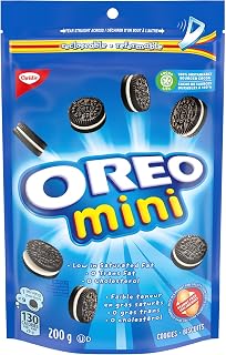 Oreo Mini Original Chocolate Sandwich Cookies, Peanut Free Snacks, 200g | School Snacks, Baked in Canada