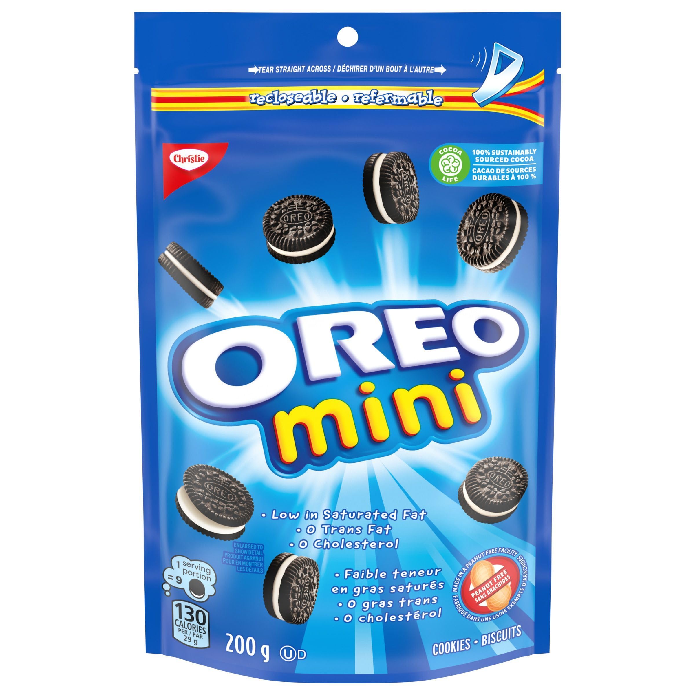 Oreo Mini Original Chocolate Sandwich Cookies, Peanut Free Snacks, 200g | School