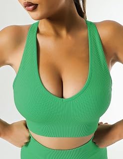 Reggiseno sportivo da donna a costine Racerback senza cuciture per allenamento a supporto medio reggiseno atletico per yoga palestra fitness corsa