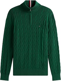 TOMMY HILFIGER Men's Signature Cable Kint Quarter Zip Pullover Sweater 2025 Collection