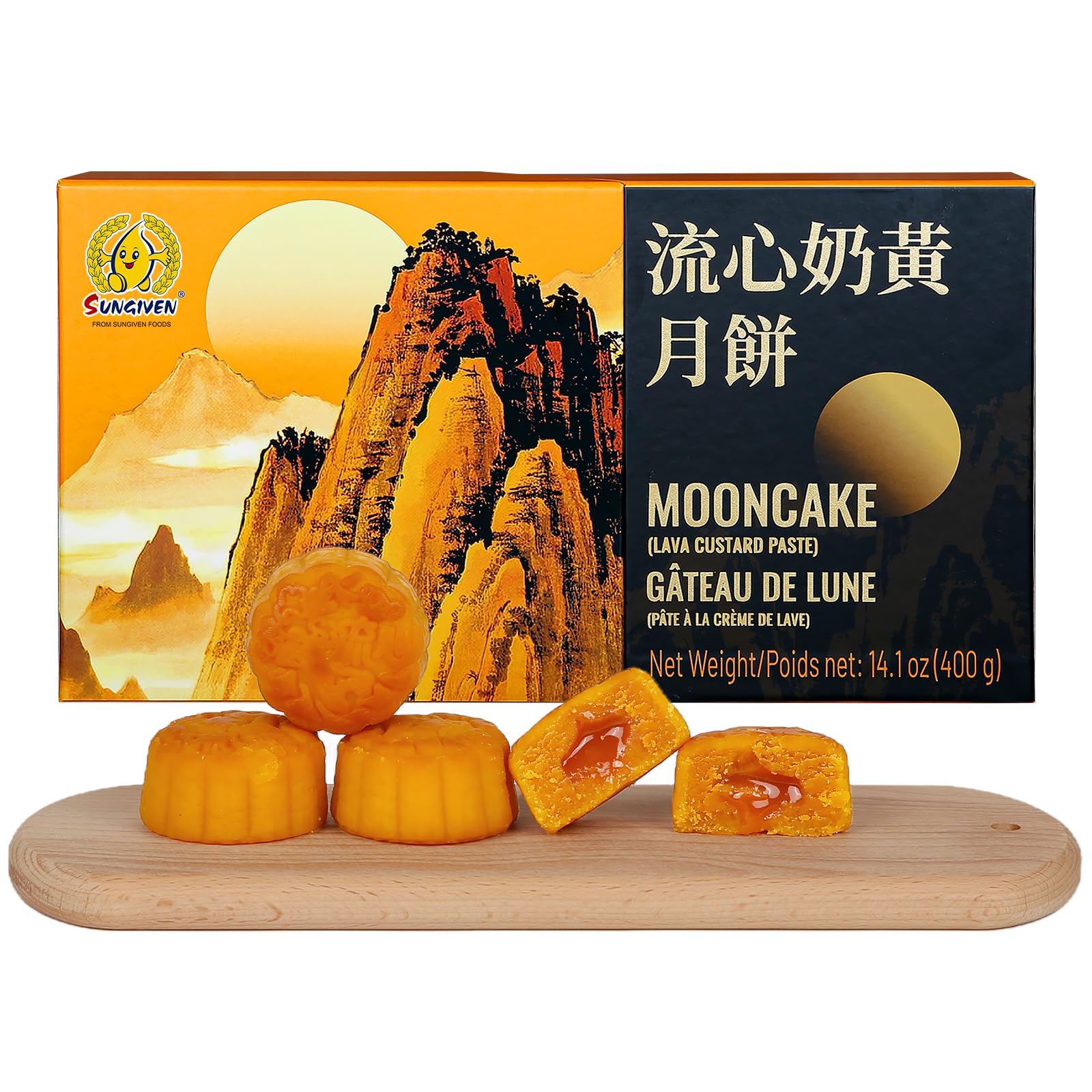SUNGIVEN Mooncake Lava Custard Paste 400g Snacks Cakes Mid-Autumn Festival Gifts