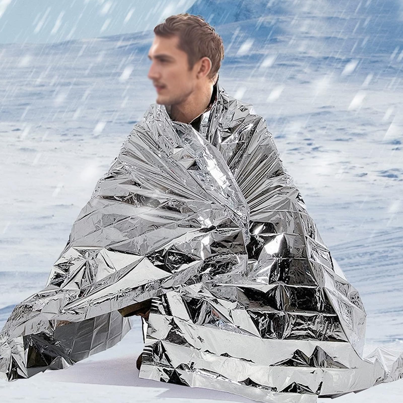 Mylar Emergency Thermal Blankets, Survival Kit for Camping, Hiking, Marathons an