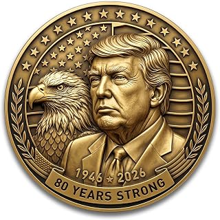 American Leadership Challenge Coin, Patriotic Eagle Keepsake, Acrylic Case | Zinc alloy keepsake with deep 3D relief on both sides and a clear acrylic protective case for display or gifting