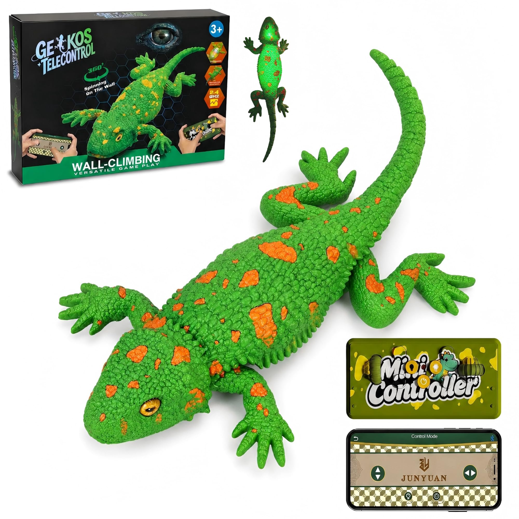Wall Climbing Gecko RC Toy, Flowing LED Lights Lizard Crawler Toy for Kids | Rem