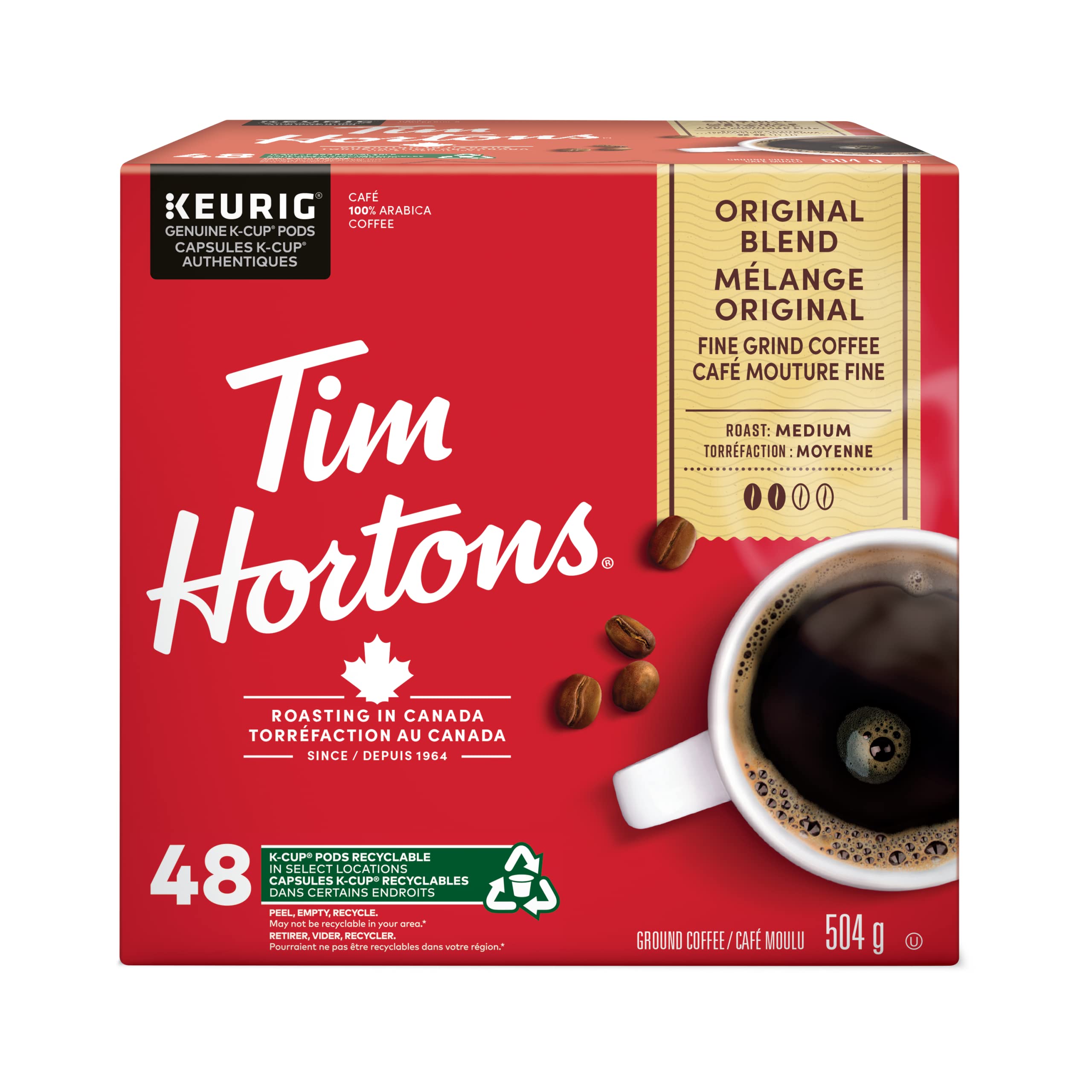 Tim Hortons Original Coffee blend, Single Serve Keurig K-Cup Pods, Medium Roast,