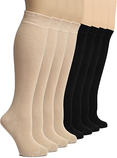 Hugh Ugoli Women's Bamboo Knee High Socks, 4-8 Pairs Soft Long Dress Socks